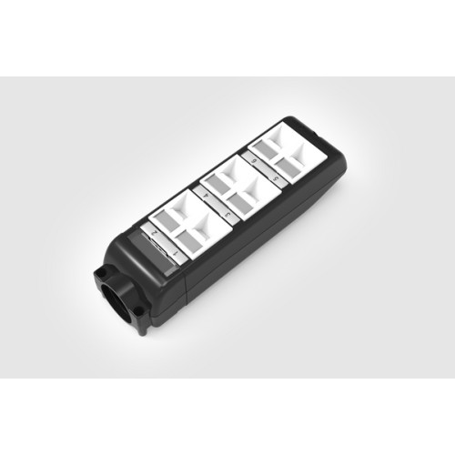 HellermannTyton HT-POD-34MM-6P 6 Way Plastic POD Box 51mm High with 6 x 6C Keystone Adaptors & 34mm Entry