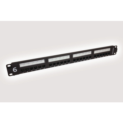 HellermannTyton HTC-C6U-PP241U/BK/A Cat6 1U 24 Port UTP Patch Panel A Moulded Facia Black
