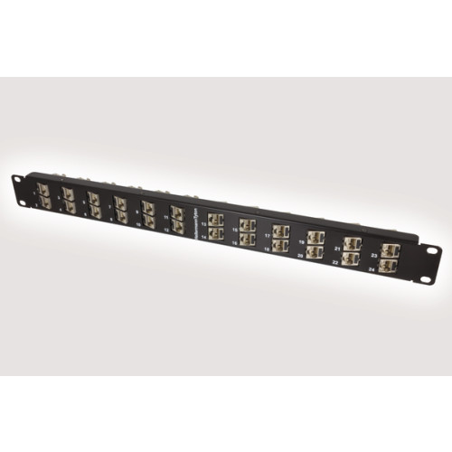 HellermannTyton HTC-XXS-PPA241U/BK 1U 24 Port Angled Unloaded Shielded Patch Panel Black