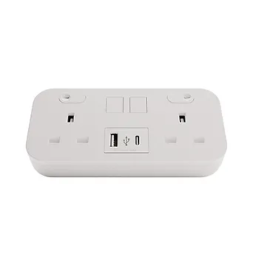 White Icon with 2 x Power and Dual A & C USB (Each)