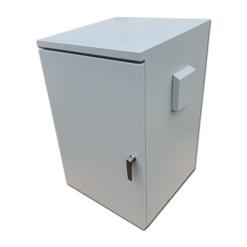 IP55 21U Wall Cabinet, 600mm Deep, with Cowled Fan & Filter Set - Grey
