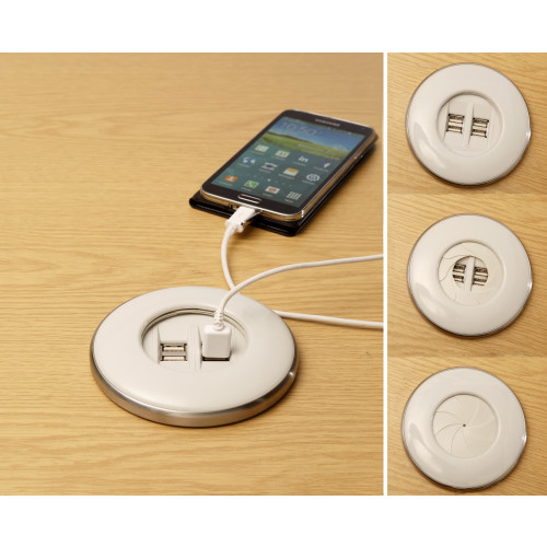 CMW Ltd Desk Cable Management | ALGAR IRIS In Desk Module 2 x USB Socket 80mm Cut Out White