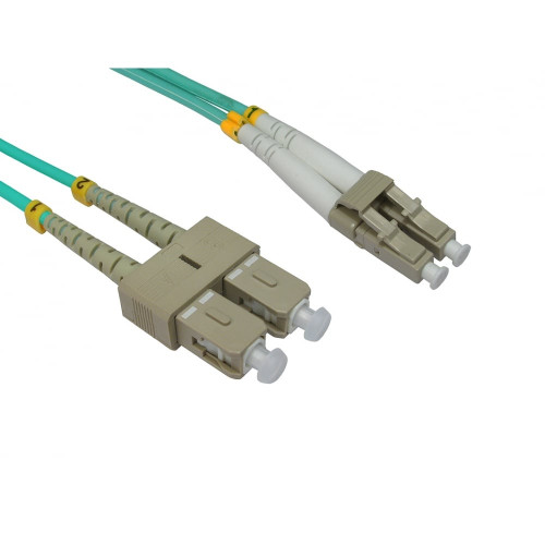 CMW Ltd Fibreoptic Patch Lead | 1m LC-SC OM3 - 2mm duplex patchcord AQUA