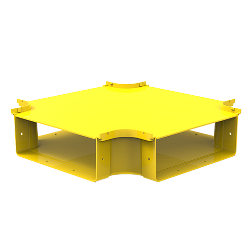 HellermannTyton GigaDuct 300mm Intersection With Cover Yellow