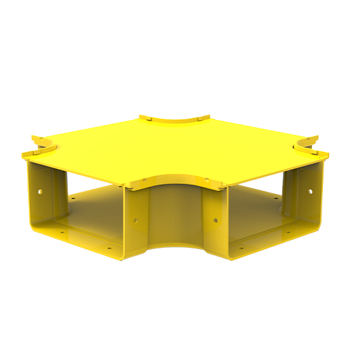 HellermannTyton GigaDuct 200mm Intersection With Cover Yellow