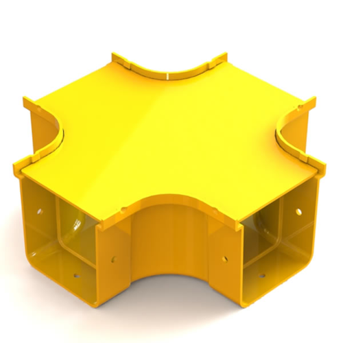 Siemon Lightways 50mm x 50mm Cross, 4 Way with Cover, Yellow