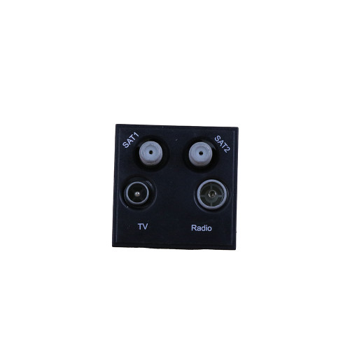 Scolmore MM440BK Click New Media Black Quad TV Radio SAT 1 & SAT 2 EURO 50x50mm Module