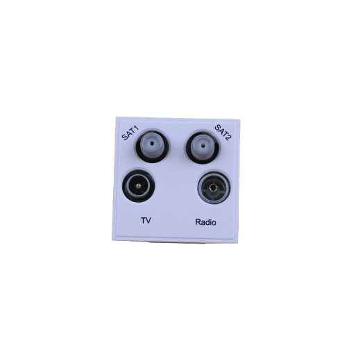 Scolmore MM440WH Click New Media White Quad TV Radio SAT 1 & SAT 2 EURO 50x50mm Module