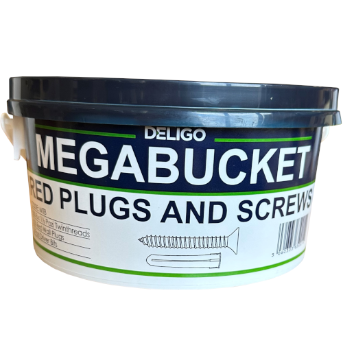 Megabucket with 500 x 8 x 1/12", Red Plugs & 2 Driver Bits