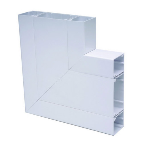 CMW Ltd | Marco Apollo PVC White 3 Compartment Dado - Skirting Square Trunking Flat Angle