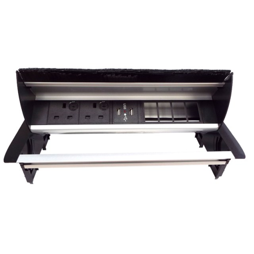 CMW Ltd Desk Cable Management | Desk Unit with 2 Power, 1 x Dual USB Charger& 4 x Data Apertures