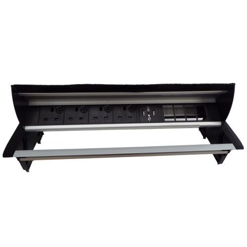 CMW Ltd Desk Cable Management | Desk Unit with 4 Power, 1 x Dual USB Charger& 4 x Data Apertures