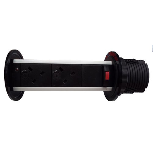 CMW Ltd | CR Pull Up Power Units Vertical with 2 x UK Socket Power only Black/Silver
