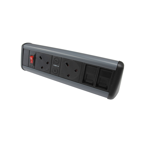 CMW Ltd Desk Cable Management | 2 x Power & 2 x Cat6 Data Desktop Unit