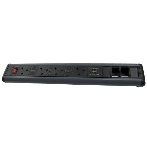 CMW Ltd Desk Cable Management | 4 Power, 2 USB, 2 x 6C Data Desktop Unit