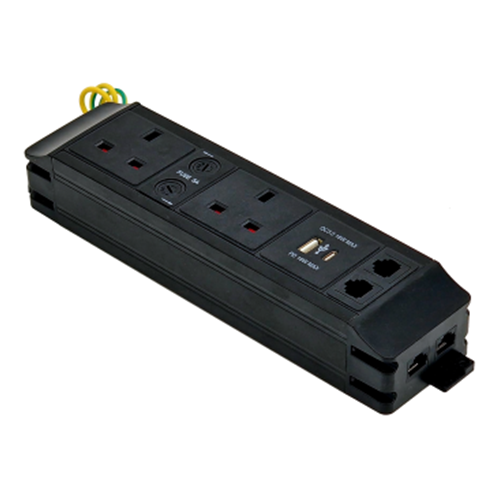 2 Power, 2 Cat6 Data Outlets, Dual A & C USB Power Unit