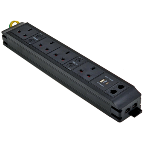 4 Power, 2 Cat6 Data Outlets, Dual A & C USB Power Unit