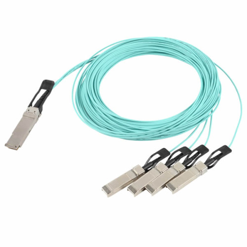 Siemon 1m 4x25Gb/s QSFP28 to 4xSFP28 OM3 Active Optical Cable (Fibre) LS0H-OFNR Aqua