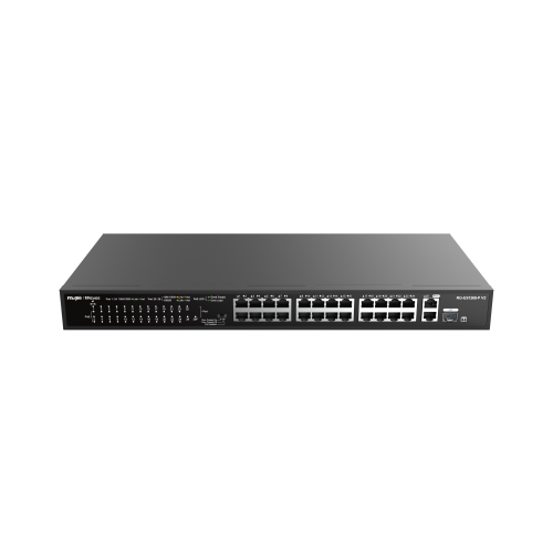 Ruijie Reyee RG-ES126S-P V2 24 Ports 10/100 (370W) and 2xGE with 1 Combo SFP Uplink Ports, Unmanaged Rack Steel Case Switch