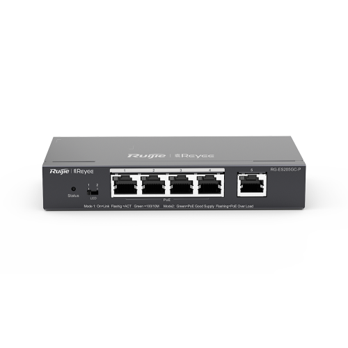 Ruijie Reyee RG-ES205GC 5-Port Gigabit Smart Switch, 5 Gigabit RJ45 Ports, Desktop Steel Case