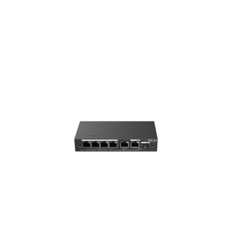 Ruijie Reyee RG-ES206GS-P 6-Port Gigabit Smart POE Switch, 4 PoE/POE+ Ports with 1 Gigabit RJ45/1 combo SFP uplink ports, 54W PoE power budget, Desktop Steel Case
