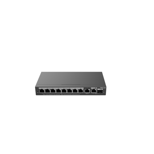 Ruijie Reyee RG-ES210GS-P 10-Port Gigabit Smart POE Switch, 8 PoE/POE+ Gigabit RJ45 Ports with 1 Gigabit RJ45/1 combo SFP uplink ports,,120W PoE power budget, Desktop Steel Case