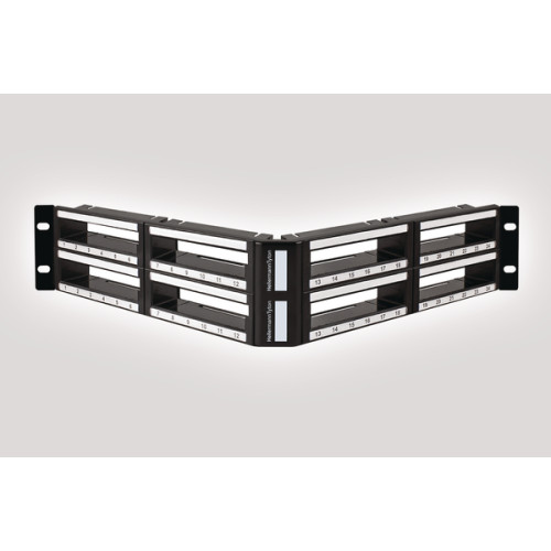 HellermannTyton RNA6UXX-PE2UCN Angled RapidNet Panel UTP 6 Port Cassette 2U with Cage Nut fixings