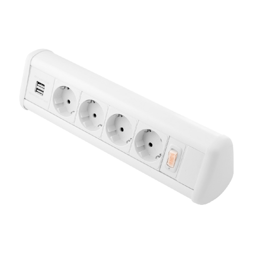 CMW Ltd | CR Power Pack Desk Top Units - 4 x Schuko Power Sockets , 1 x Dual 3.4A USB & Master Switch