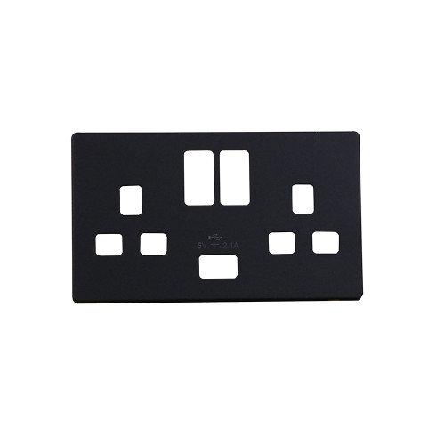 Double Gang Cover Fascia Plate for use with SIN770BK Black