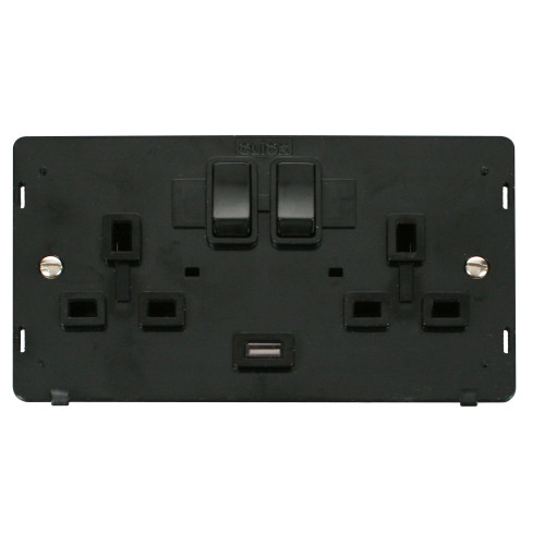 Scolmore SIN770BK | Black 2G Switch 13a with 2.1a USB