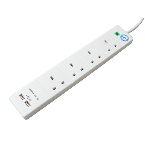 SMJ Electrical S4WUSB | 4 Way Extension Lead with 2 x USB