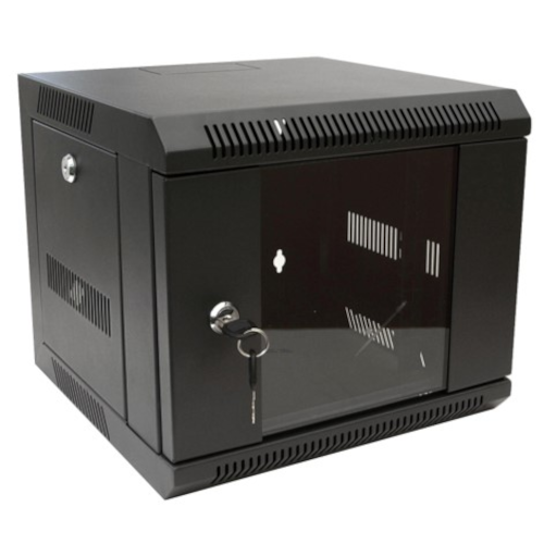 Kauden 8U 310mm D 10 inch SOHO Matrix Premium Wall Mount Cabinet with Glass Door - Black