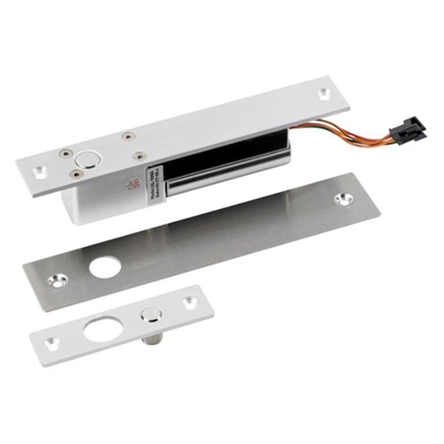 12Vdc monitored mortice solenoid bolt. 25mm wide square ended faceplate. Fail safe. Variable relock time