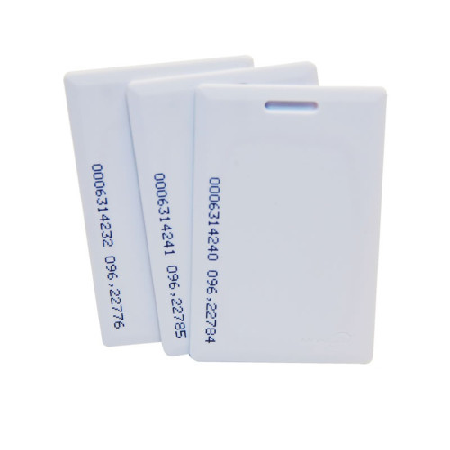 Numbered EM format clam shell white card. read/write capability. Slotted for use with a lanyard. Single card supplied.
