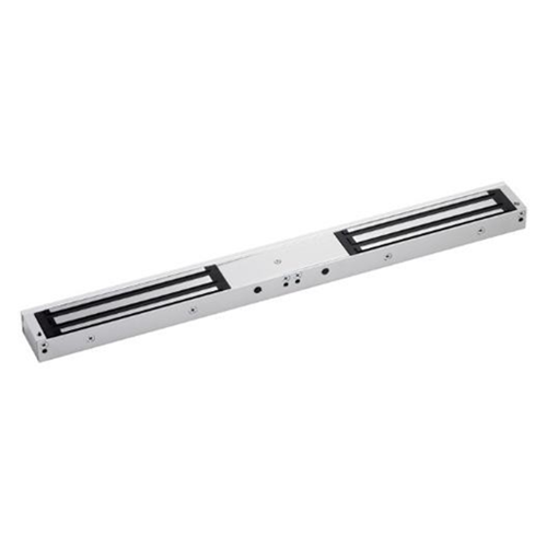 Double slim, compact design unmonitored maglock. 12/24Vdc. 545kg/1200lb total holding force. Silver anodised aluminium finish