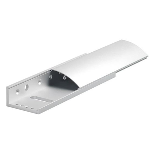 Fully adjustable covered L bracket for standard size EM maglock. Silver anodised aluminium finish. Architectural design