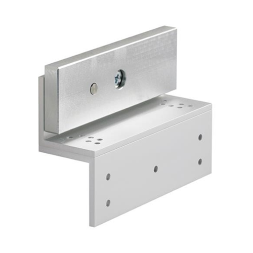 Fully adjustable Z bracket for standard maglock. Enables horizontal adjustment. Silver anodised aluminium finish