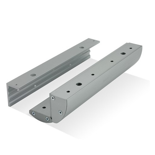 Double covered Z & L bracket for standard EM maglock. Architectural design. Silver anodised aluminium finish