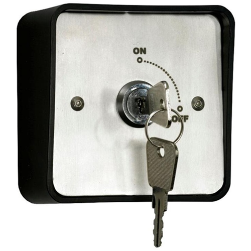 Weatherproof IP54 rated surface or flush mount key switch with 2 keys. Maintained action