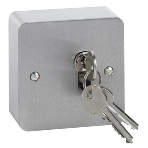 Stainless steel euro profile key switch surface mount. momentary action. Cylinder not included