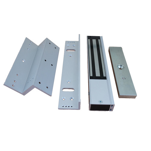Slim, compact design monitored maglock with adjustable Z&L brackets. 12/24Vdc. 275kg/600lb holding force. Silver anodised aluminium finish