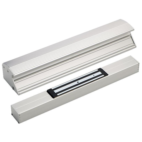 400mm vertical electromagnetic pull handle with 1 slim maglock. Archetectural design. Silver anodised aluminium finish
