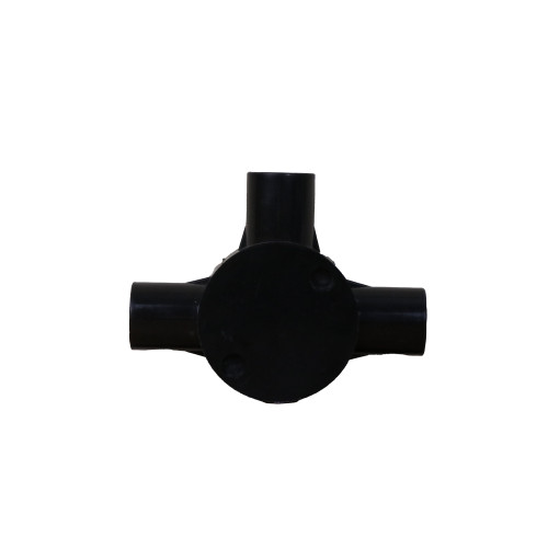 CMW Ltd, Plastic Rigid Conduit Dietzel Univolt uPVC,  | 25mm Black Tee Box for 25mm Black PVC Conduit Tube