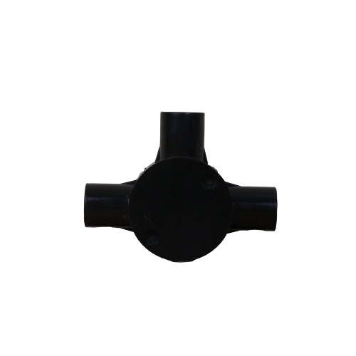 CMW Ltd, Plastic Rigid Conduit Dietzel Univolt uPVC, | 25mm Black Tee Box for 25mm Black PVC Conduit Tube