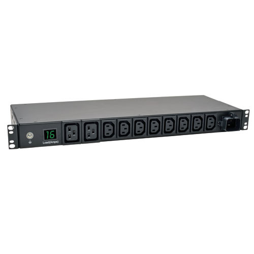 Tripp Lite PDUMH16HV 3.8kW Single-Phase Metered PDU, 200/220/230/240V Outlets (8 C13, 2 C19) IEC-309 16A Blue, 8ft Cord, 1U Rack-Mount, TAA | CMW Ltd