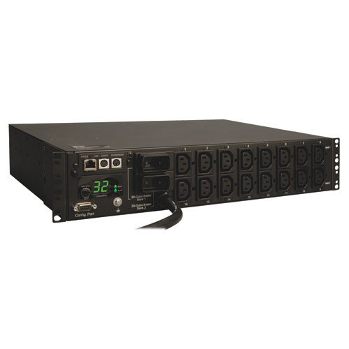 Tripp Lite PDUMH32HVNET 7.4kW Single-Phase Switched PDU, LX Platform Interface, 230V Outlets (16-C13), IEC-309 Blue 230V 32A, 3.6m Cord, 2U Rack-Mount, TAA | CMW Ltd