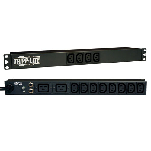 Tripp Lite PDUNV 1.6/3.8kW Single-Phase 100&acirc;240V Basic PDU, 14 Outlets (12 C13 & 2 C19), C20 with 5 Adapters, 10 ft. Cord, 1U Rack-Mount | CMW Ltd
