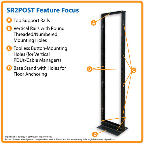 Tripp Lite SR2POST 45U SmartRack 2-Post Open Frame Rack, 800-lb. Capacity - Organize and Secure Network Rack Equipment | CMW Ltd