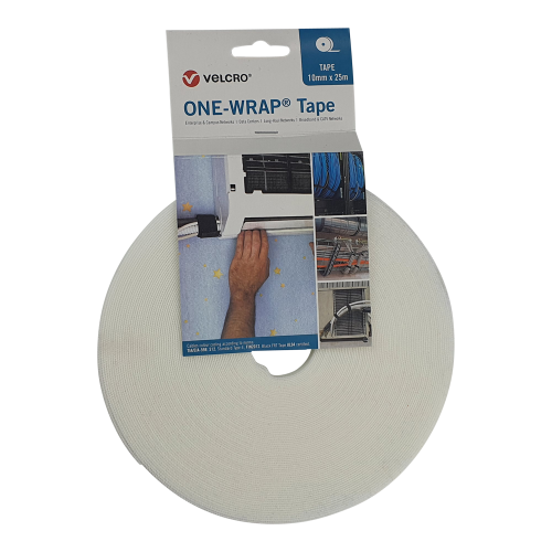 Velcro VEL-OW64100 | White 10mm Wide VELCRO&Acirc;&reg; Brand ONE-WRAP&Acirc;&reg; Tape (25m roll)