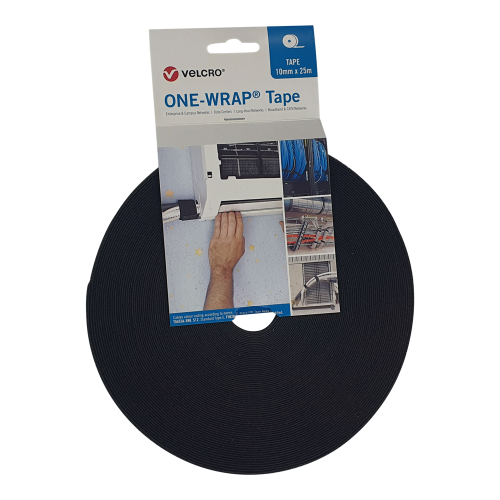Velcro VEL-OW64101 | Black 10mm Wide VELCRO&Acirc;&reg; Brand ONE-WRAP&Acirc;&reg; Tape (25m roll)